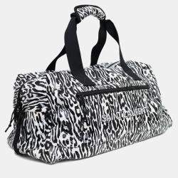 Pre Owned حقيبة دوفل لوجو زيبرا أسود/أبيض سان لوران