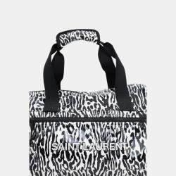 Pre Owned حقيبة دوفل لوجو زيبرا أسود/أبيض سان لوران