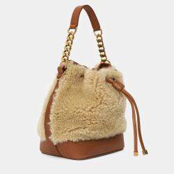 Pre Owned حقيبة دلو سان لوران إيمانويل جلد بني/شعر خروف