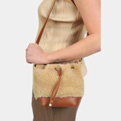 Pre Owned حقيبة دلو سان لوران إيمانويل جلد بني/شعر خروف