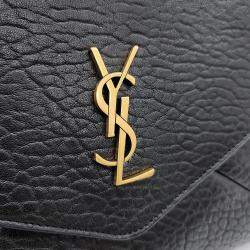 مملوكة مسبقًا حقيبة كلاتش سان لوران باريس مظروف جلد سوداء كبيرة