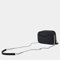 Pre Owned Saint Laurent Paris Black Leather Lou Camera Bag