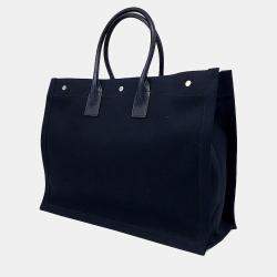 Pre Owned حقيبة توت ريف غوش قماش أسود سان لوران باريس