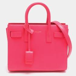 Pre Owned Saint Laurent Paris Classic Sac De Jour Nano Neon Pink Leather Tote