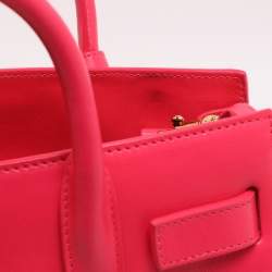 Pre Owned حقيبة يد توتس سان لوران كلاسيك ساك دي جور نانو جلد وردي نيون