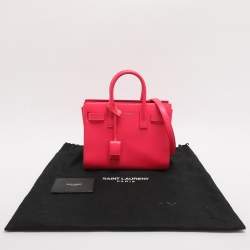 Pre Owned حقيبة يد توتس سان لوران كلاسيك ساك دي جور نانو جلد وردي نيون