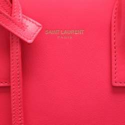 Pre Owned حقيبة يد توتس سان لوران كلاسيك ساك دي جور نانو جلد وردي نيون