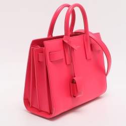 Pre Owned حقيبة يد توتس سان لوران كلاسيك ساك دي جور نانو جلد وردي نيون