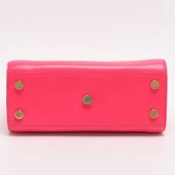 Pre Owned حقيبة يد توتس سان لوران كلاسيك ساك دي جور نانو جلد وردي نيون