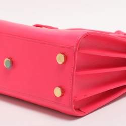 Pre Owned حقيبة يد توتس سان لوران كلاسيك ساك دي جور نانو جلد وردي نيون