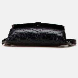 مملوكة مسبقًا سان لوران باريس حقيبة خصر جلدية سوداء متجعدة بكالف سكين نيكي برقمون
