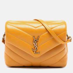 مملوكة مسبقًا Saint Laurent Paris Orange Toy Matelasse Leather Monogram LouLou Crossbody