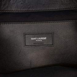 مملوكة مسبقًا حقيبة كروس سان لوران باريس مونوغرام سوداء متوسطة جلد بقري بنقشة التمساح غرب هوليوود