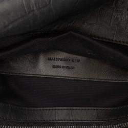 مملوكة مسبقًا حقيبة كروس سان لوران باريس مونوغرام سوداء متوسطة جلد بقري بنقشة التمساح غرب هوليوود