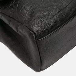 مملوكة مسبقًا حقيبة كروس سان لوران باريس مونوغرام سوداء متوسطة جلد بقري بنقشة التمساح غرب هوليوود