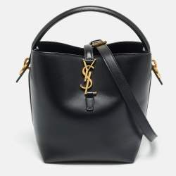 Pre Owned Saint Laurent Le 37 Small Black Leather Bucket Bag