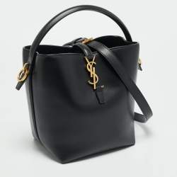 Pre Owned حقيبة دلو جلد سوداء صغيرة سان لوران لو 37