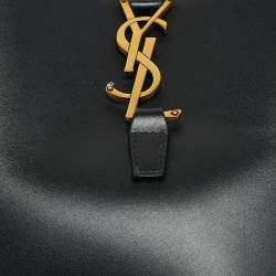 Pre Owned حقيبة دلو جلد سوداء صغيرة سان لوران لو 37