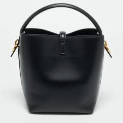 Pre Owned حقيبة دلو جلد سوداء صغيرة سان لوران لو 37