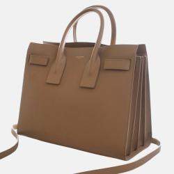 Pre Owned حقيبة سان لوران باريس ساك دو جور جلد العجل محبب بني صغيرة