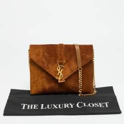 مملوكة مسبقًا Saint Laurent Cassandre Brown Suede Chain Shoulder Bag