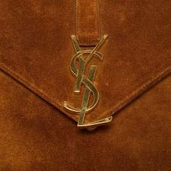 مملوكة مسبقًا Saint Laurent Cassandre Brown Suede Chain Shoulder Bag