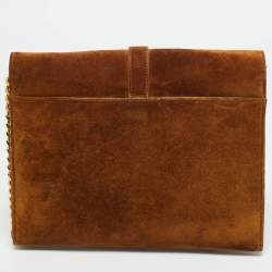 مملوكة مسبقًا Saint Laurent Cassandre Brown Suede Chain Shoulder Bag