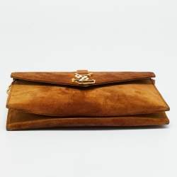 مملوكة مسبقًا Saint Laurent Cassandre Brown Suede Chain Shoulder Bag
