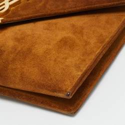 مملوكة مسبقًا Saint Laurent Cassandre Brown Suede Chain Shoulder Bag