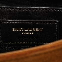 مملوكة مسبقًا Saint Laurent Cassandre Brown Suede Chain Shoulder Bag