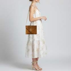 مملوكة مسبقًا Saint Laurent Cassandre Brown Suede Chain Shoulder Bag