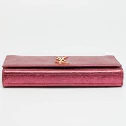 Pre Owned Saint Laurent Cassandre Metallic Pink Leather Clutch