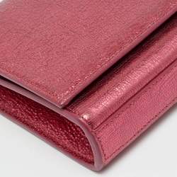 Pre Owned Saint Laurent Cassandre Metallic Pink Leather Clutch