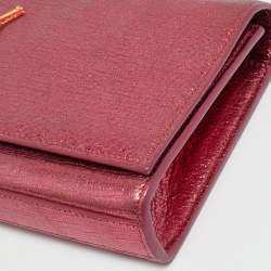 Pre Owned Saint Laurent Cassandre Metallic Pink Leather Clutch
