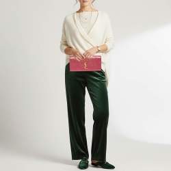 Pre Owned Saint Laurent Cassandre Metallic Pink Leather Clutch