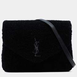 Pre Owned Saint Laurent Paris Black Toy Shearling Loulou Crossbody