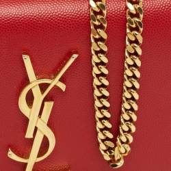 مملوكة مسبقًا حقيبة كتف سان لوران كيت حمراء صغيرة جلد