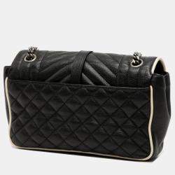 مملوكة مسبقًا حقيبة سان لوران باريس كوليج مونوغرام جلد بقري متوسطة سوداء ثلاثية التبطين