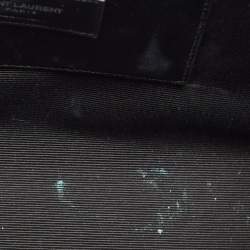 Pre Owned Saint Laurent Kate Tassel Medium Grey Croc Embossed Leather Shoulder Bag