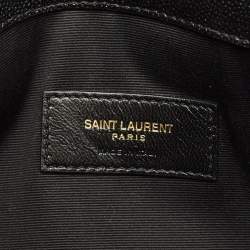 Pre Owned حقيبة كلاتش سان لوران أبتاون جلد سوداء