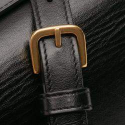 Pre Owned سان لوران باريس كروس بودي سبونتيني عجل ناعم أسود متوسط ​​الحجم