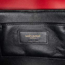 Pre Owned Saint Laurent Paris Red Medium Calfskin Solferino Satchel In Box