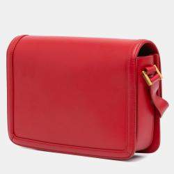 Pre Owned Saint Laurent Paris Red Medium Calfskin Solferino Satchel In Box