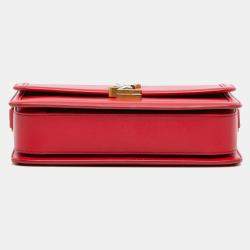 Pre Owned Saint Laurent Paris Red Medium Calfskin Solferino Satchel In Box