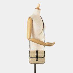 مملوكة مسبقًا شنطة كروس بودي سان لوران باريس قماش بني صغير لو مونوغرام