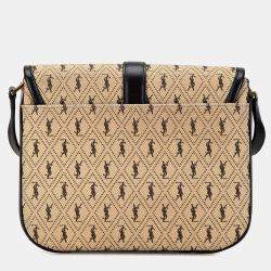 مملوكة مسبقًا شنطة كروس بودي سان لوران باريس قماش بني صغير لو مونوغرام