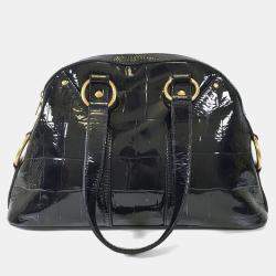 مملوكة مسبقًا Saint Laurent Crocodile Embossed Patent Muse Bag