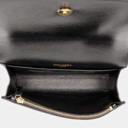 مملوكة مسبقًا سان لوران باريس حقيبة خصر جلدية سوداء بملمس ناعم كيت مع شعار المونوجرام