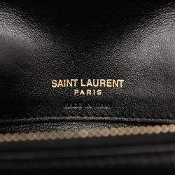 مملوكة مسبقًا سان لوران باريس حقيبة خصر جلدية سوداء بملمس ناعم كيت مع شعار المونوجرام