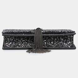 Pre Owned حقيبة سلسلة كيت مونوغرام جليتر معدني أسود سان لوران باريس